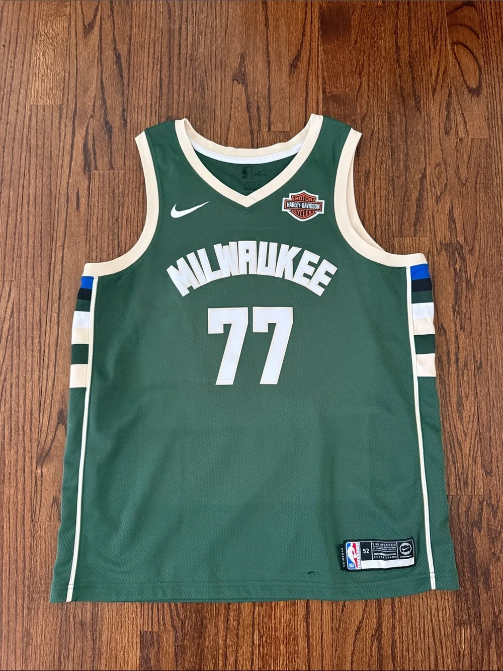 Nike Milwaukee Green and Cream #77 Basketball Jersey